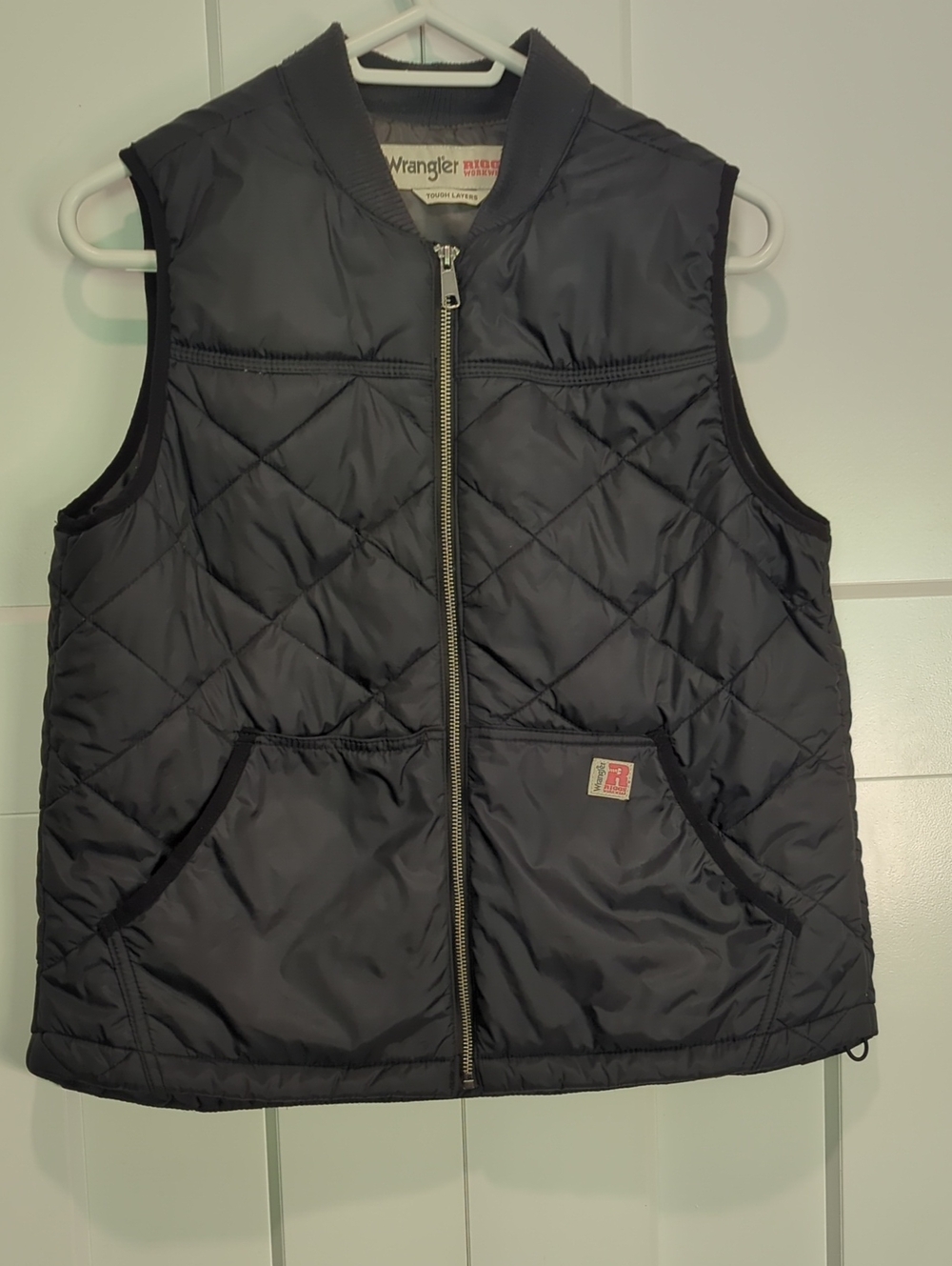 Wrangler Quilted Navy Black Vest Size L